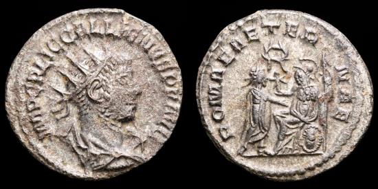 Ancient Coins - Gallienus, silver hybrid antoninianus , Antioch, 255-256 A.D. Rare with a Salonina reverse!! ROMAE AETERNAE.