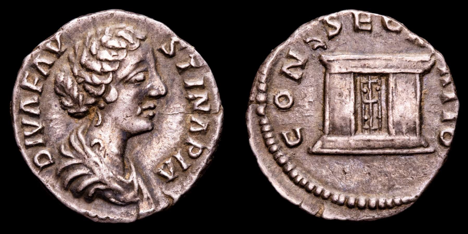 Faustina II 2024 (Augusta, AD 147-175). AR Denarius (2.40 g). Rome. Rev: Spes.