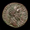 Ancient Coins - Commodus (177-192) Æ Sestertius. Rome. - TEMPOR FELIC P M TR P XV IMP VIII COS VI, caduceus between two cornucopiae.