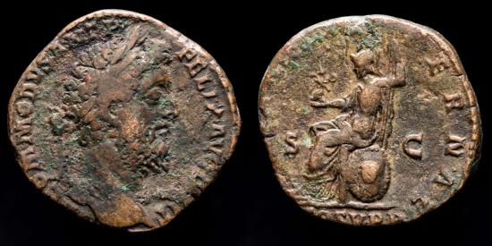 Commodus (177-192 A.D.) Bronze sestertius, Rome. - ROMAE AETERNAE / COS ...