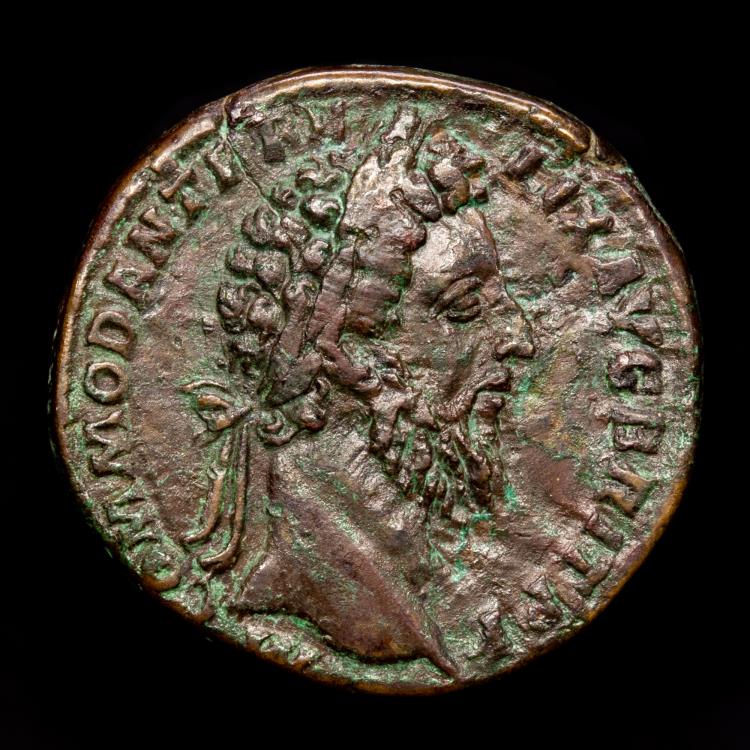 Commodus 177 192 Ae Sestertius Rome Tempor Felic P M Tr P Xv Imp Viii Cos Vi Caduceus Between Two Cornucopiae