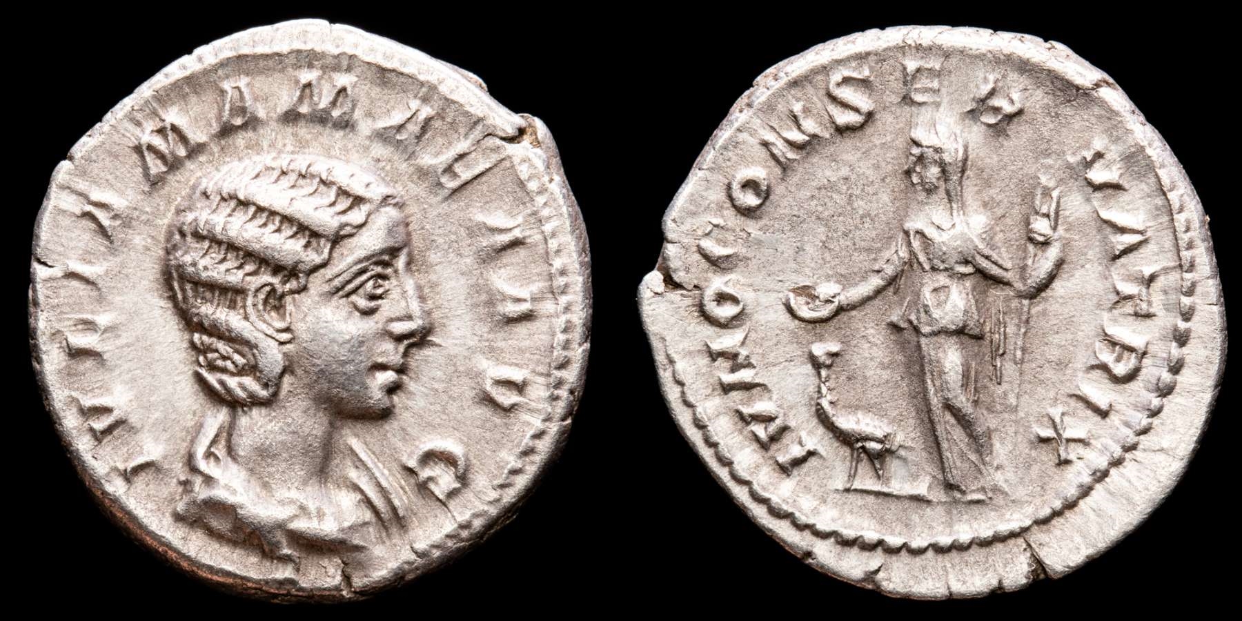 Julia Mamaea (AD 225-235. Rome. Silver Denarius. - IVNO