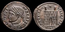 Ancient Coins - Crispus (317-326 A.D) AE follis, Arles. - PROVIDENTIA CAESS, campgate.