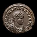 Ancient Coins - Constantine II caesar, bronze follis. Trier mint, AD 324-325. - PROVIDENTIAE CAESS / PTR. Campgate.