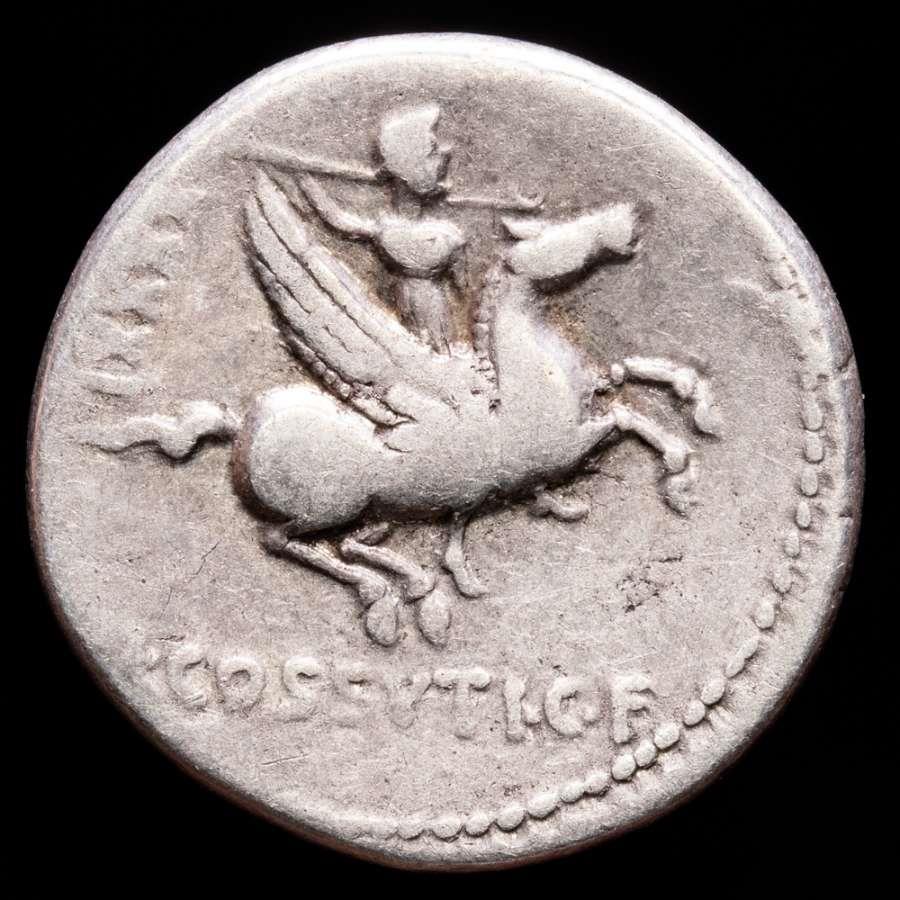 L. Cossutius C.f. Sabula, silver denarius, Rome in 74 B.C.