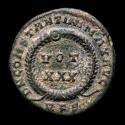 Ancient Coins - Roman Empire - Constantine I (307-337 A.D.) bronze follis. Rome, 330 A.D. D N CONSTANTINI MAX AVG/VOT XXX//RFS. Scarce. (R2 in RIC)