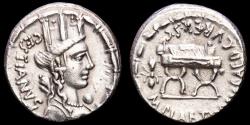 Ancient Coins - M. Plaetorius M.f. Cestianus. Silver denarius. Rome, 67 BC. - Curule chair M PLAETORIVS MF AED CVR