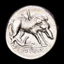 Ancient Coins - C. Hosidius C. f. Geta, silver denarius. Rome, 68 B.C. - Diana / Calydonian Boar!