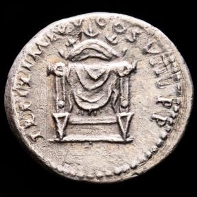 Titus (AD 79-81). Silver denarius, Rome. - TR P IX IMP XV COS VIII P P ...