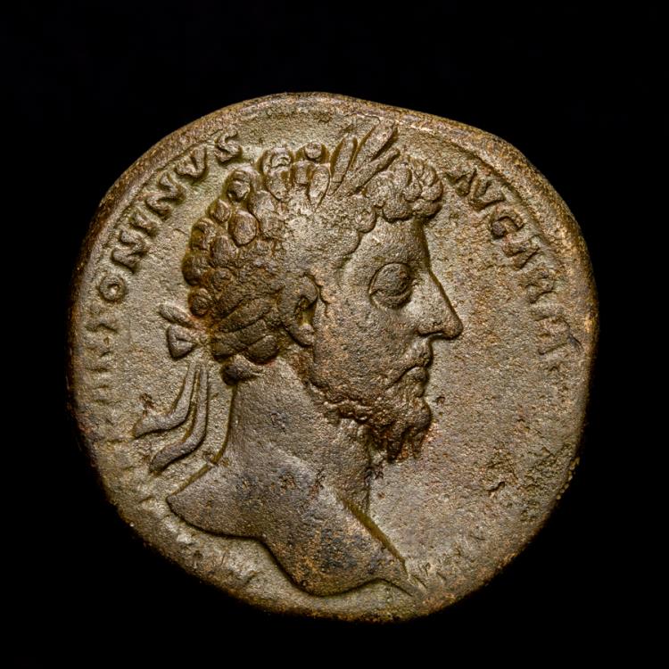 Marcus Aurelius 161 180 A D Ae Bronze Sestertius Rome 163 164 Tr P Xviii Imp Ii Cos Iii S C Helmeted Mars