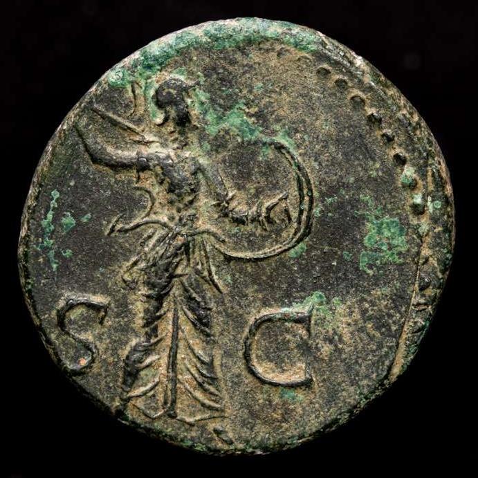Claudius I (AD 41-54). Bronze As. Rome. - S - C, Minerva, brandishing