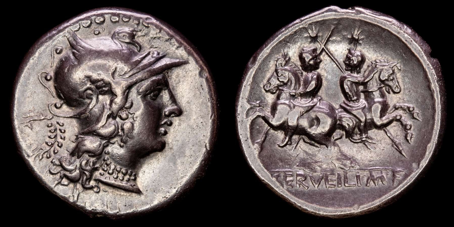 Roman Republic - C. Serveilius M.f. Augur silver denarius (3,68g. 20mm.),  136 B.C. - Minted in central Italy. The Dioscuri galloping in opposite  directions