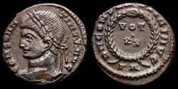 Ancient Coins - Constantine I (307-337 A.D.) AE follis - Arles AD 321. - D N CONSTANTINI AVG, VOT • XX in wreath.