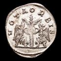 Ancient Coins - Gallienus (253-268 A.D.). Silvered antoninianus. Samosata. VOTA ORBIS, two Victories hanging shield inscribed S / C to palm tree.