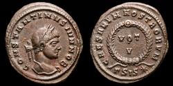 Ancient Coins - Constantine II (Caesar, 316-337). Bronze follis, Siscia. - CAESARVM NOSTRORVM / ΓSIS star. VOT / V.