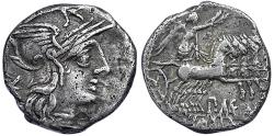 Ancient Coins - The Roman Republic. P. Maenius Antiaticus M. f. AR Denarius (3.78 g), c. 132 BC. Rome mint.