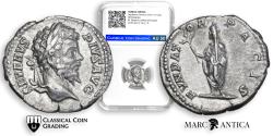 Ancient Coins - CCG Certified! Septimius Severus AR Denarius. Rome, AD 202-210.