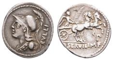 Ancient Coins - P. Servilius M.f. Rullus - AR Denarius (100 BC, 3.84 g / 21 mm)