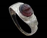 Ancient Coins - Roman silver ring with Carnelian intaglio depicted Boat