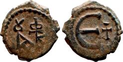 Ancient Coins - Justin II, 565-578. Pentanummium (Bronze, 15 mm, 1.49 g ), Constantinople.