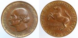 World Coins - Provinz Westfalen 5 Millionen Mark 1923 Freiherr vom Stein VF