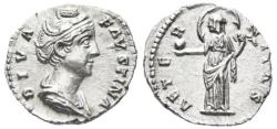 Ancient Coins - DIVA FAUSTINA I (Died 140/1). Denarius. Rome.