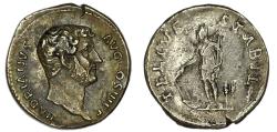 Ancient Coins - Hadrian AR Denarius 133-135 AD. Rome