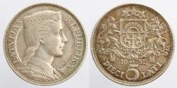 World Coins - Latvia 5 Lati 1931 London KM.9, VF+