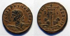 Ancient Coins - CRISPUS AE3 (nummus) Vexillum & 2 captives – EF, desert patina