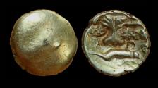 GAUL, Morini ,rare , gold quarterstater , Delestree DT 252 ,during Gallic War against Julius Caesar