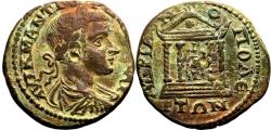Ancient Coins - AE25 Tetrassarion of Gordian III 238-244 AD., Hadrianopolis, Thrace, "Tetrastyle Temple containing figure of Tyche"