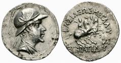 Ancient Coins - Kings of Bactria . Eukratides I. (c. 170-155 BC). AR Tetradrachm (31 mm, 16.03 g).