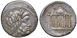 Ancient Coins - The Roman Republic. M. Volteius M.f. 75 BC. AR Denarius (3.75 g). Rome mint.