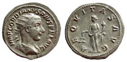 Ancient Coins - AR Antoninianus of Gordian III 238-244 AD., "Aequitas standing left, holding scales & cornucopiae", Extremely fine, RIC IV 63