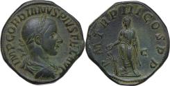 Ancient Coins - Gordian III, Æ Sestertius, Rome mint: P M TR P II COS P P, S C - Gordian, veiled and togate, standing.