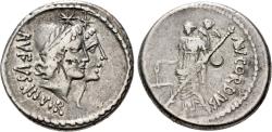 Ancient Coins - Moneyer issues of Imperatorial Rome. Mn. Cordius Rufus. 46 BC. AR Denarius (17 mm, 3.95 g, 6 h). Rome mint.