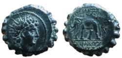 Ancient Coins - Seleukid Kingdom. Antioch on the Orontes. Antiochos VI Dionysos 144-142 BC. Serrate Æ 21 mm, 8,78 g