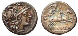 Ancient Coins - P. Cornelius Sulla AR Denarius. Rome, circa 151 BC.