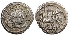Ancient Coins - Roman Republican GENS ACILIA. Denarius. 130 BC Rome.