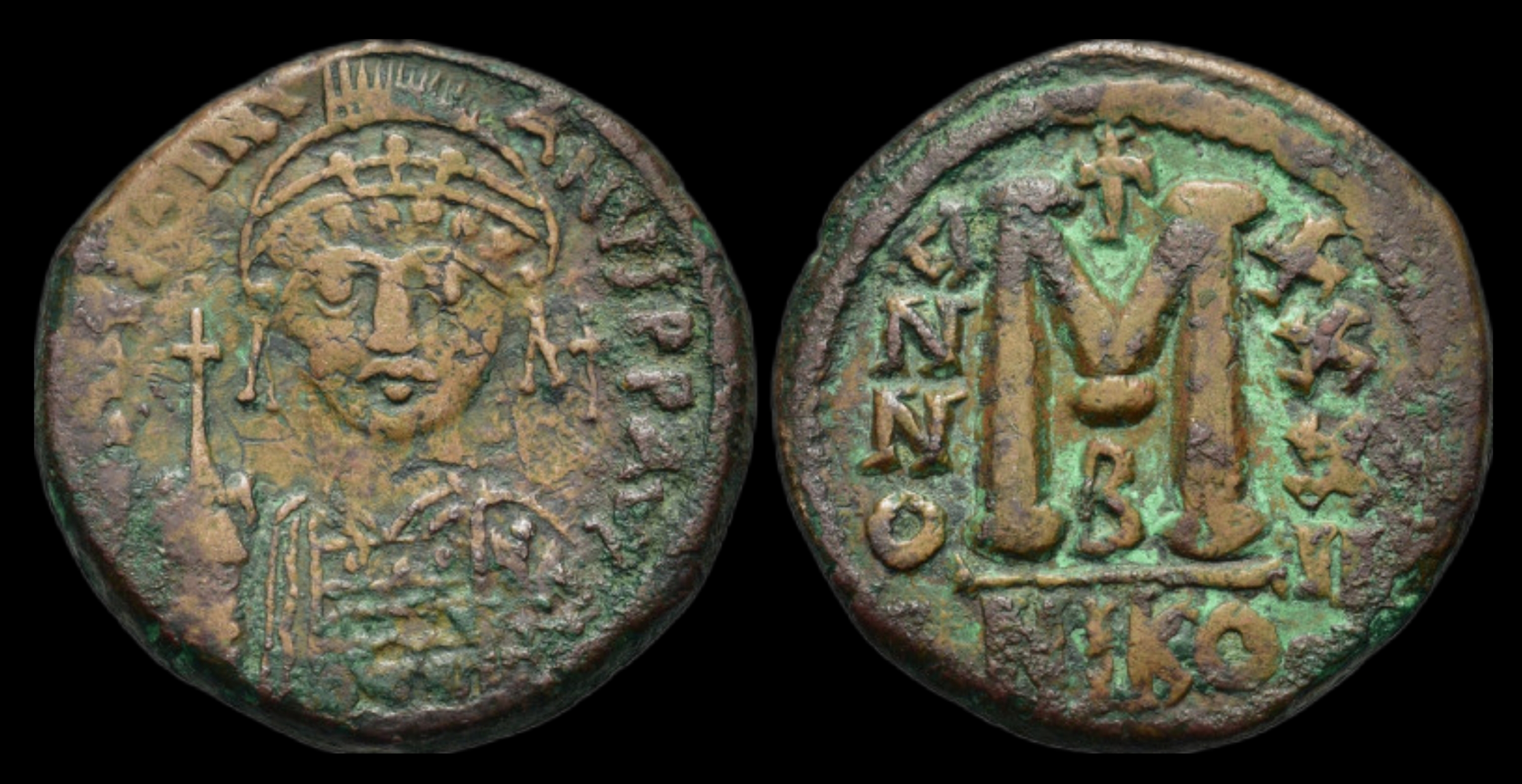 JUSTINIAN I. AD 527-565. Æ 40 Nummi. Nicomedia Mint. Year 32 = AD 558/9.