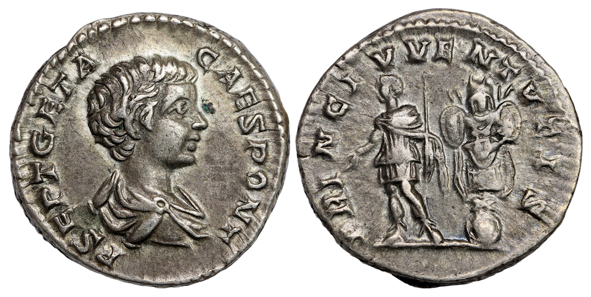 Roman Imperial Geta, as Caesar, 198-209. Silver Denarius Rome, 200-202