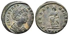 Ancient Coins - Theodora (wife of Constantius I) AE Nummus. AD 337- 340 Constantinople (14 mm, 1,40 g)