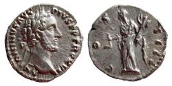 Ancient Coins - AR Denarius of Antoninus Pius 138-161 AD., "COS IIII - Vesta standing, holding simpulum & palladium", Extremely fine, RIC III 219