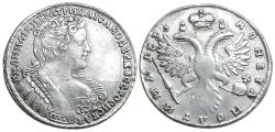 World Coins - The Modern World. Russia. Anna Ivanovna, 1730-1740. AR Half Rouble or Poltina (12.73gr) 1733. Kadashevsky Mint, Moscow.
