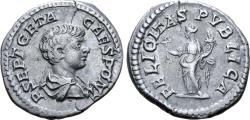 Ancient Coins - Geta, as Caesar, AR Denarius. Rome, AD 200-202.