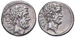 Ancient Coins - M. JUNIUS BRUTUS, 54 BC. AR Denarius. Rome mint.