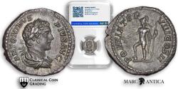 Ancient Coins - CCG Certified! Caracalla AR Denarius. Rome, AD 205.