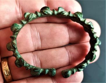 Ancient Coins - Celtic bronze bracelet with cabochons