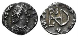 World Coins - OSTROGOTHS. Theoderic. 493-526 AD. AR Quarter Siliqua (10 mm, 0.82 g). Mediolanum (Milan) mint.