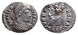 Ancient Coins - AR Siliqua of Valens 364-378 AD., "Roma seated on throne - VRBS ROMA", Extremely fine, RIC IX 27